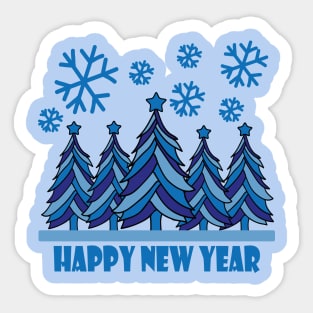 Happy New Year 2024 Tree Snowflakes Sticker